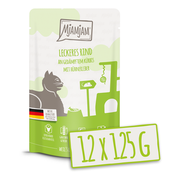 MjAMjAM - Quetschie - leckeres Rind an gedämpftem Kürbis 12x125g