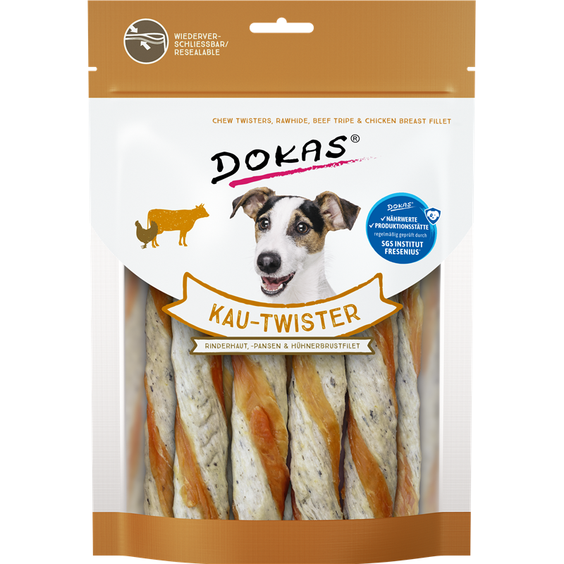 Dokas Dog Snack Twister Rinderhaut und Ente 200 g