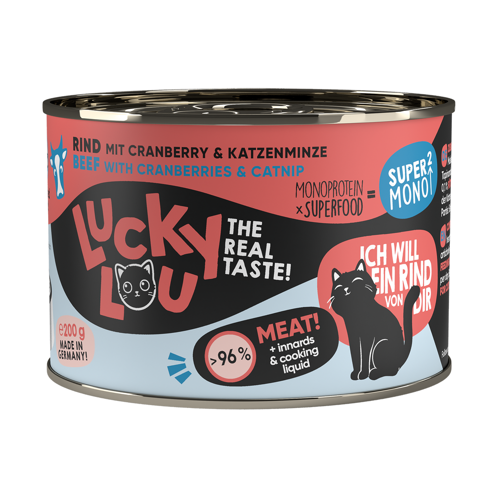 Lucky Lou Super Mono² Rind mit Cranberry & Katzenminze